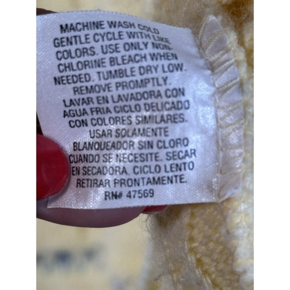 Vintage Basic Editions Knit Sweater Striped Cream Blue Acrylic Size Medium - Picture 7 of 7